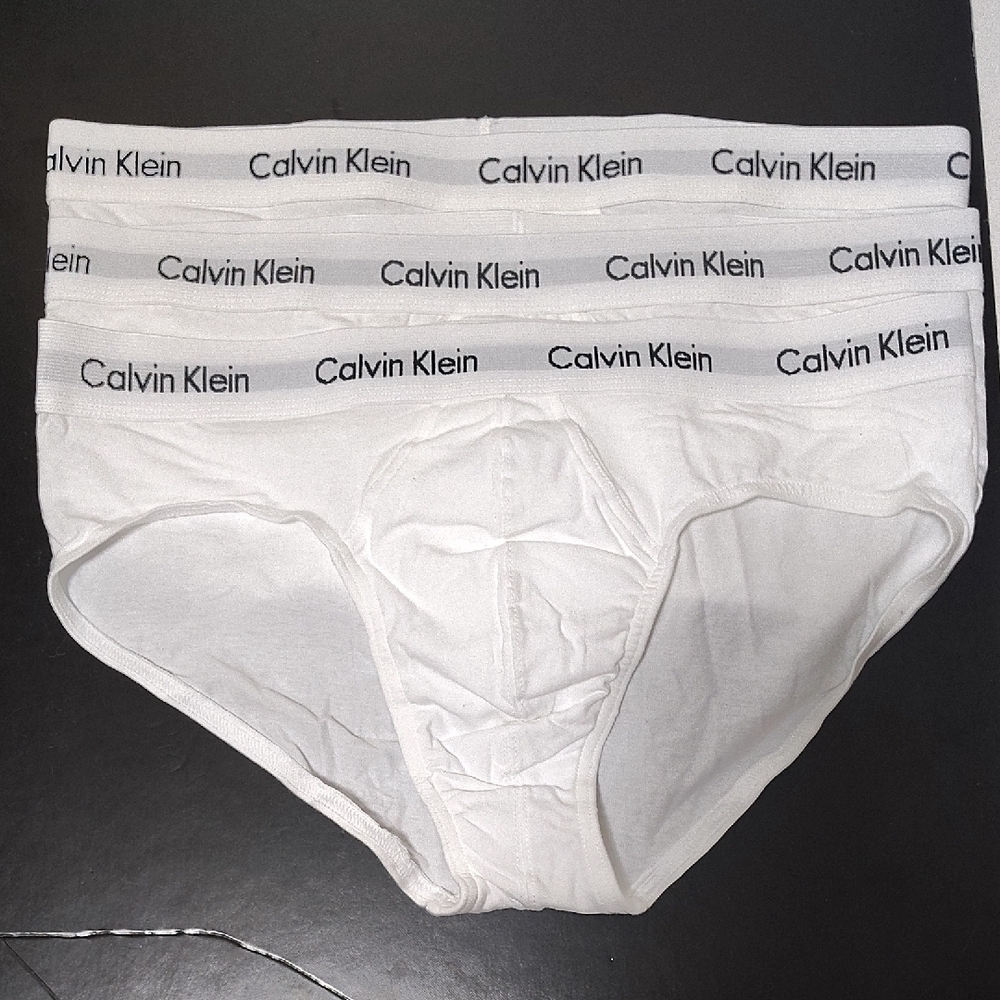 New Calvin Klein Men's White Hip Briefs 3 Pairs Sz XL